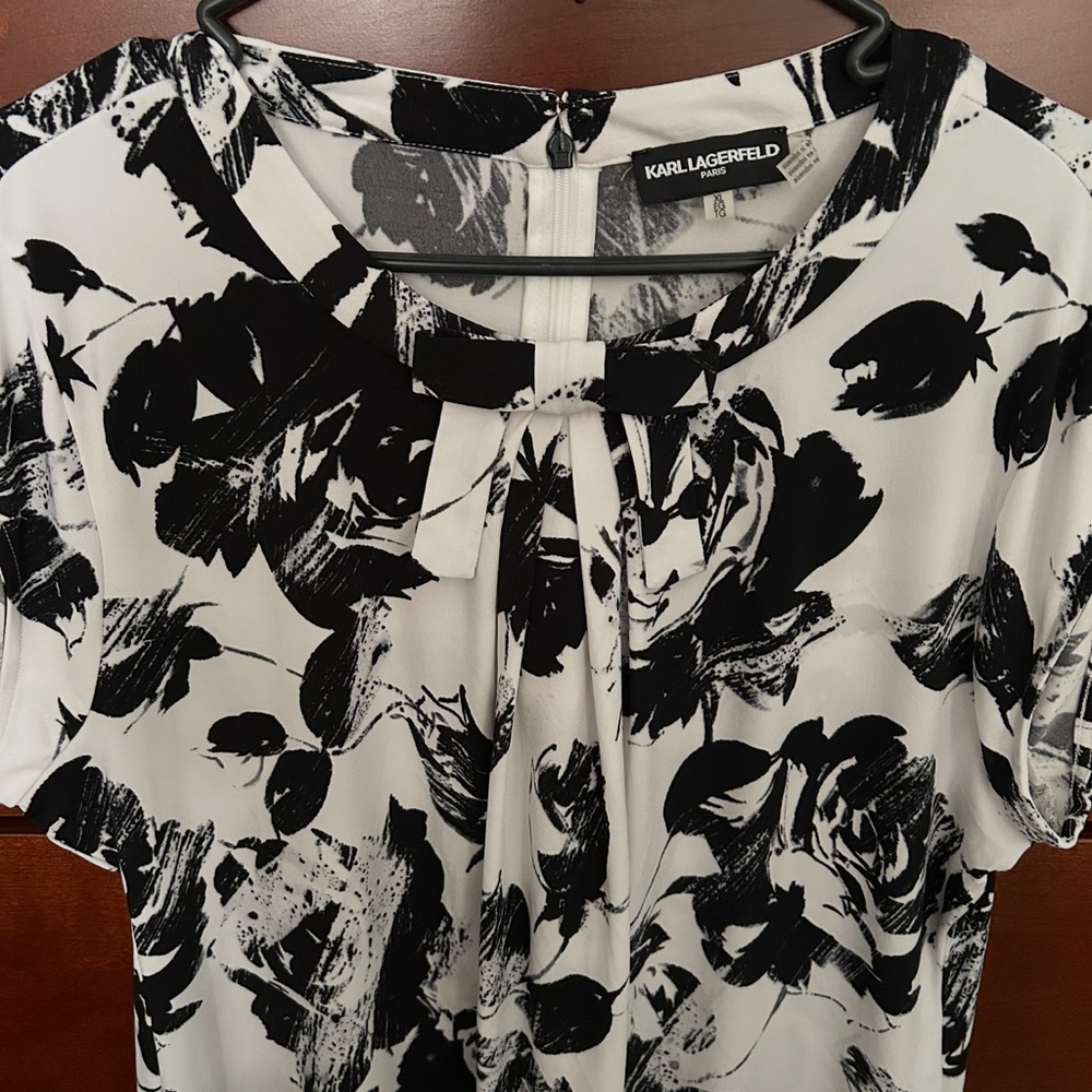 Karl Lagerfeld Monochrome Floral Blouse